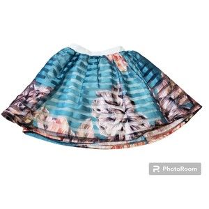 Rue 21 Womens Skirt Size Small Stretch Elastic Waist Floral Striped 2 Layered